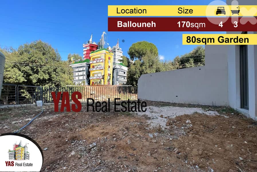 Ballouneh 170m2 | 80m2 Garden | Private Entrance | View | New | Luxuri 0