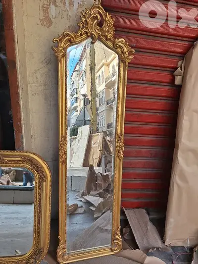 مراية حفر تاج مميز ناعمة تلبيس ورق الذهب mirror