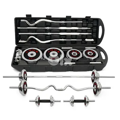 York Fitness Chrome Dumbbell and Barbell Set with Carry Case | 50 Kg
