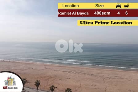 Ramlet Al Bayda 400m2 | Ultra prime location | Sea View | PA |