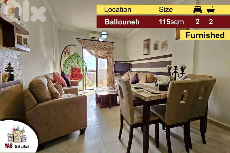 Ballouneh 115m2 |Mint Condition | Fully Furnished | Mountain View | TO 0