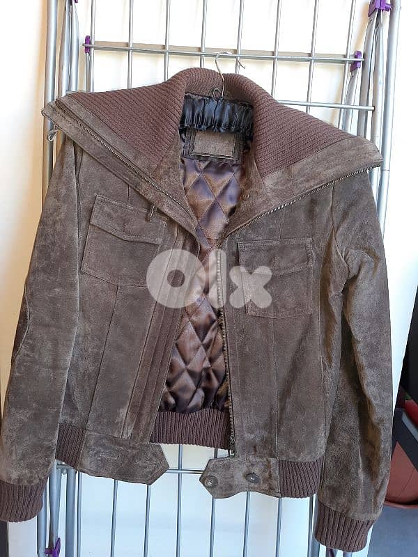 jacket daim brown size small new 1