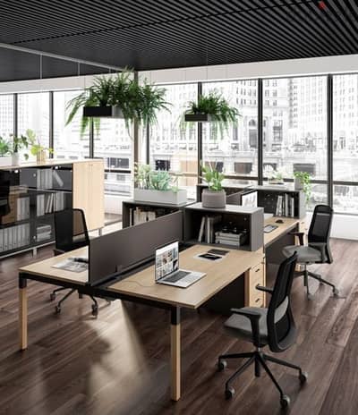 Industrial open space office with garden and terrace