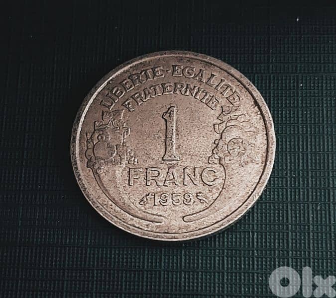 1959 France Morlon 1 Franc 4th Republic aluminium 0