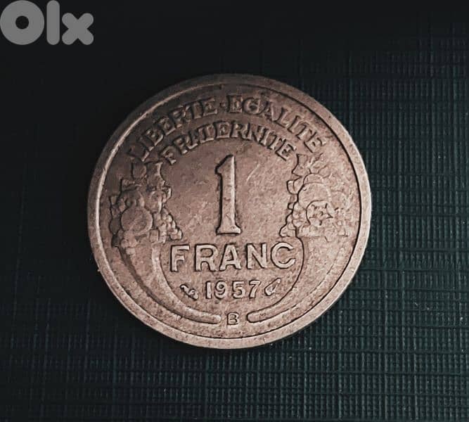 1957 France Morlon 1 Franc 4th Republic aluminium KM# 885 0