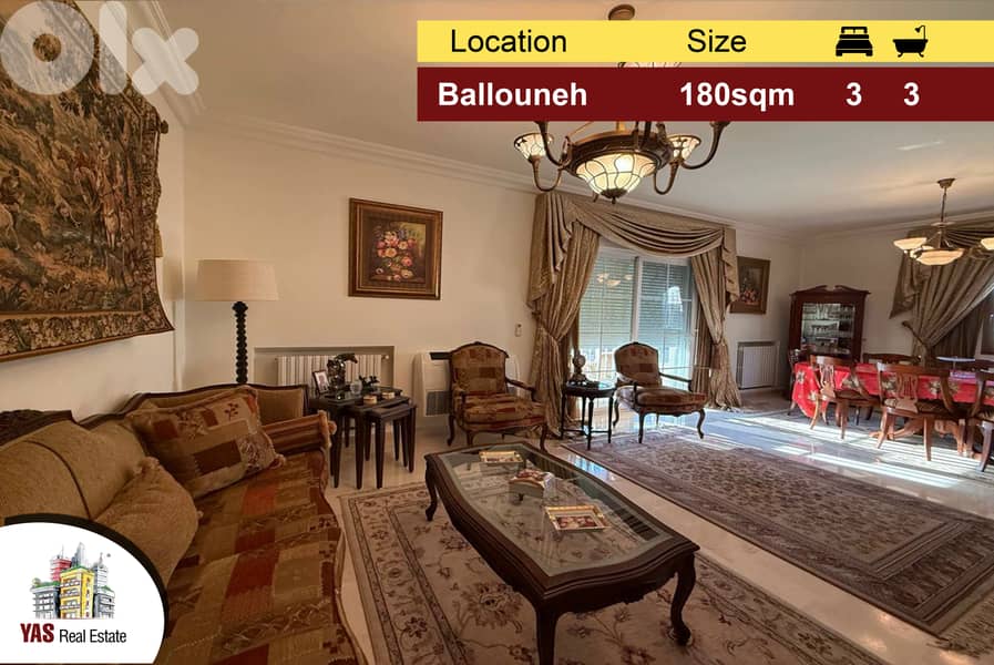 Ballouneh 180m2 | Prime Location | Oen View | Excellent Condition |AC 0