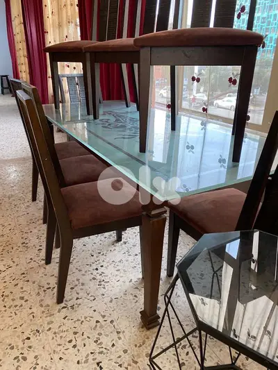 طاولة وج قزاز مع 8 كراسي شغل توصاية