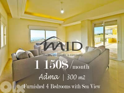 Adma | Furnished/Equipped 4 Bedrooms Apartment | Panoramic Sea View