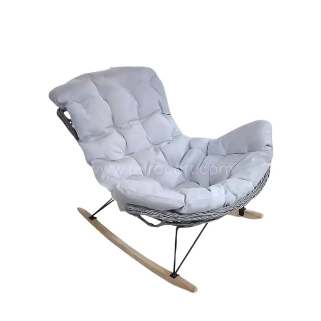 Rocking Egg Chair with Rattan Design & Plush Cushion for Patio 3