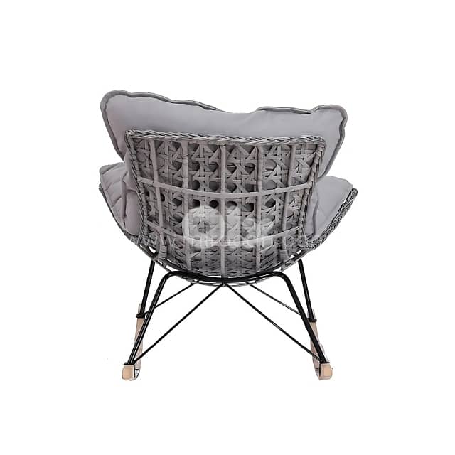 Rocking Egg Chair with Rattan Design & Plush Cushion for Patio 6