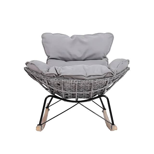 Rocking Egg Chair with Rattan Design & Plush Cushion for Patio 7