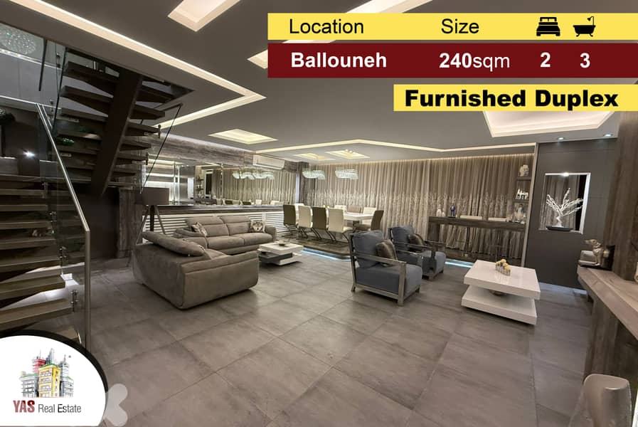 Ballouneh 240m2 Duplex | Designers Signature | Furnished | View | AC | 0