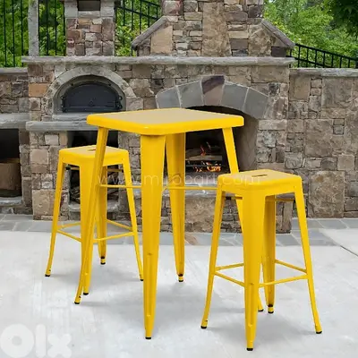 High Metal Bar Stools, 30” Stackable Vintage Chairs in Trendy Colors