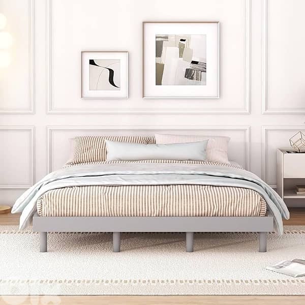 double bed grey fabric frame 0