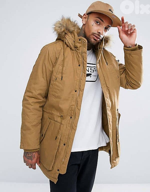 Bershka Beige Parka Jacket 0