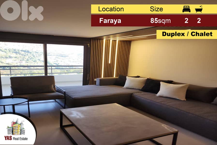 Faraya 85m2 | Chalet | Duplex | Mountain View | Prime Location | DA | 0