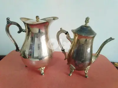 أنتيك ابريق عدد 2 مغطسين فضة