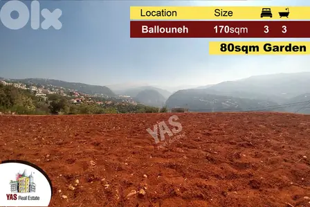Ballouneh 170m2 + 80m2 garden - new - panoramic view-