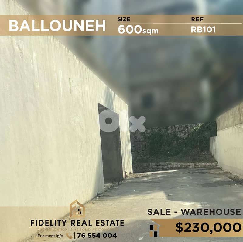 Warehouse for sale in Ballouneh RB101 0