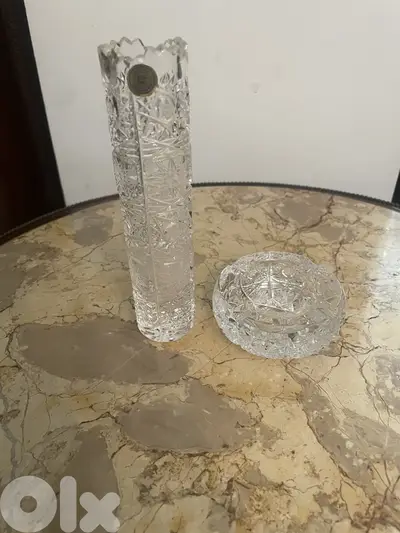 Bohemian ashtray and small vase