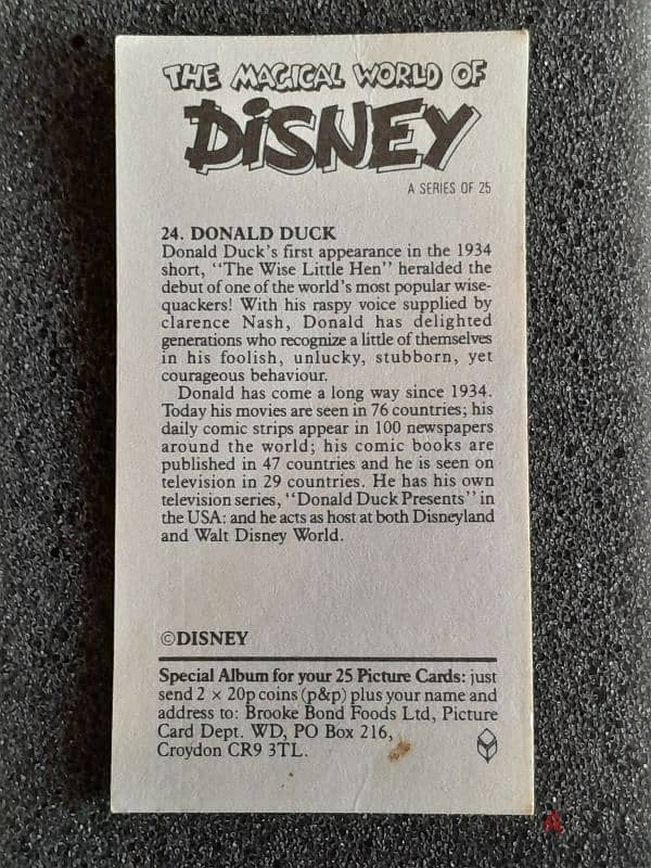 Vintage The Magical World of Disney 1989 complete 25 trading card 2