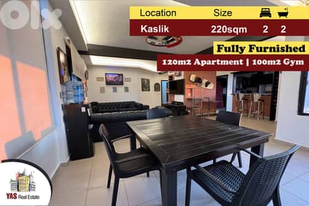 Kaslik 220m2 | 100m2 Gym | Decorated | Furnished | High End | EH |