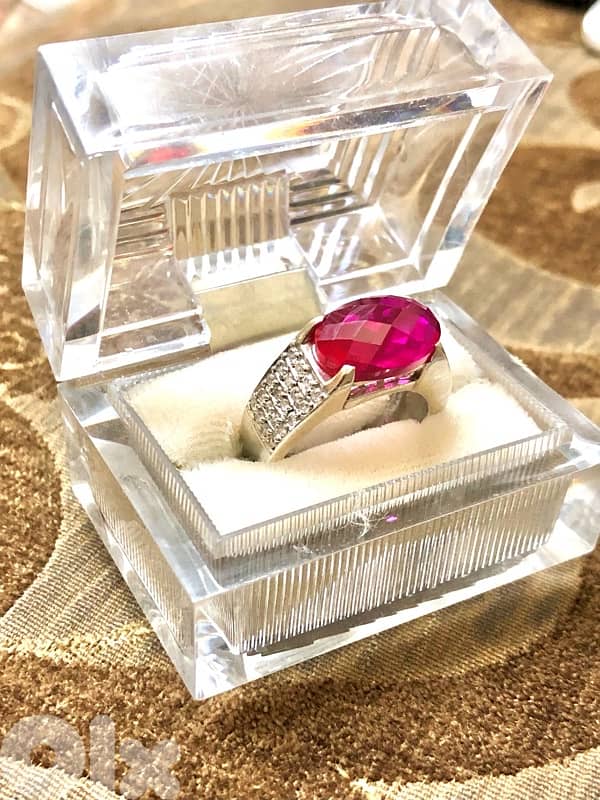Ruby Ring silver 925 It is worn by both sexes, men and women original 1