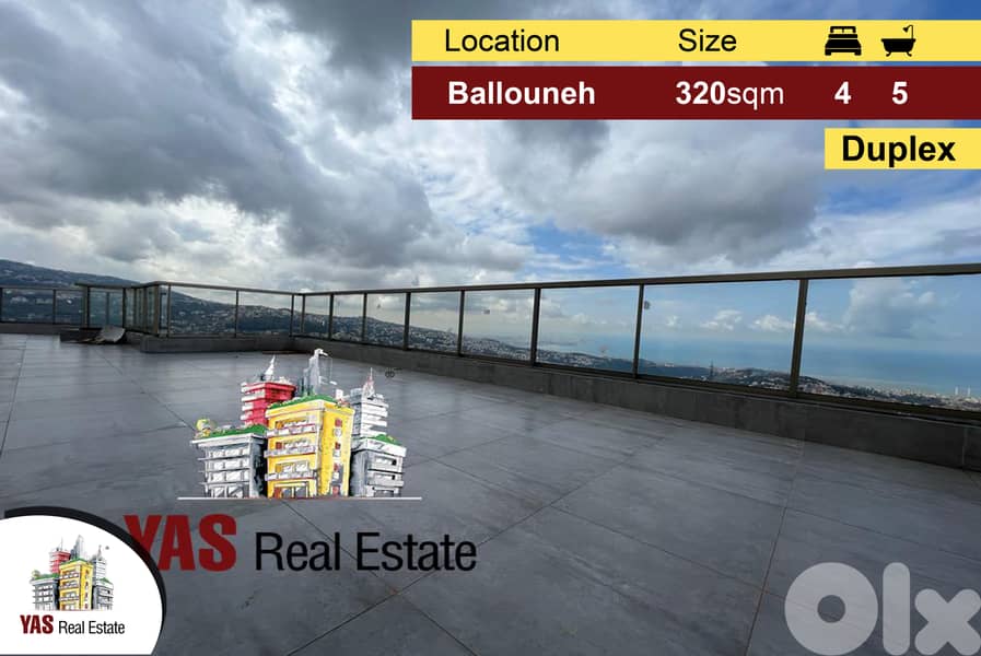 Ballouneh 320m2 Duplex | 100m2 Terrace | pool | Gated Community| 0