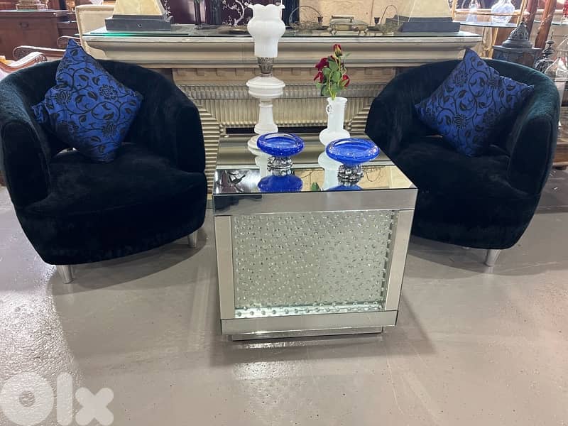 2 chairs with glass table 1