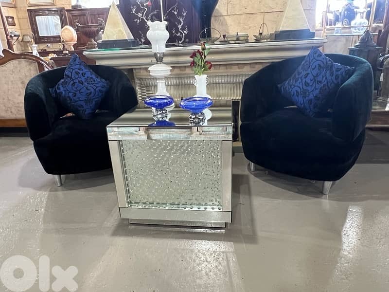 2 chairs with glass table 9