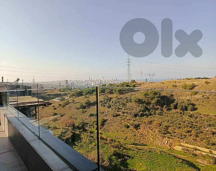 300 SQM Duplex in Mansourieh, Metn with Mountain and City View
