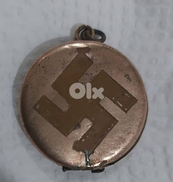 German Nazi Pendant Soldier+ his photo World War Two WW2 gold 9 0