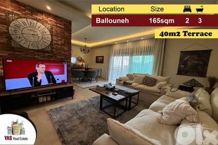 Ballouneh 165m2 | 40m2 Terrace | Private Entrance | Super Luxurious|AC
