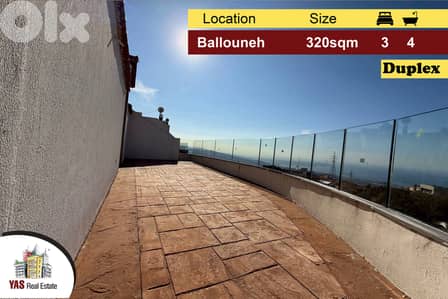 Ballouneh 320m2 | Duplex | New | Panoramic View | Unique property |AC