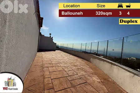 Ballouneh 320m2 | Duplex | New | Panoramic View | Unique property |AC