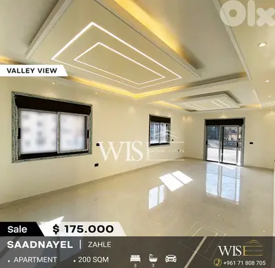 200 SQM Apartment for SALE in Saadnayel-Zahle!