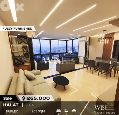 265 SQM fully furnished duplex for SALE in Halat-Jbeil!