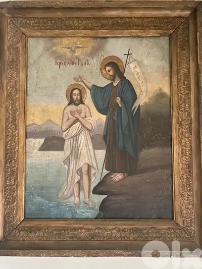 antique Greeck 19th century baptism icon