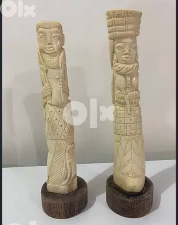 antique pair statues african tribe 0