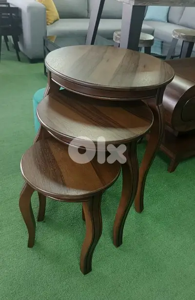 set wood table. طاقم طاولات فراكي