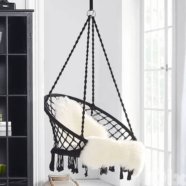 Swing Hammock Chair, Outdoor Hanging Seat, 440lbs Cotton Fabric 6