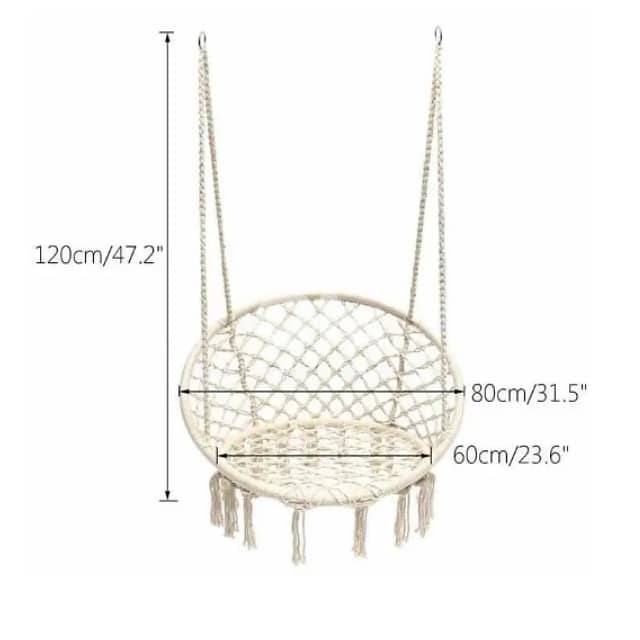 Swing Hammock Chair, Outdoor Hanging Seat, 440lbs Cotton Fabric 8