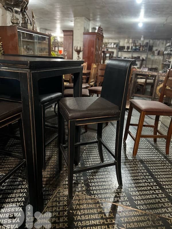 bar dining table with 2 chairs and 2 bench solid wood 5