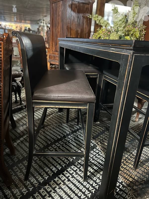 bar dining table with 2 chairs and 2 bench solid wood 6