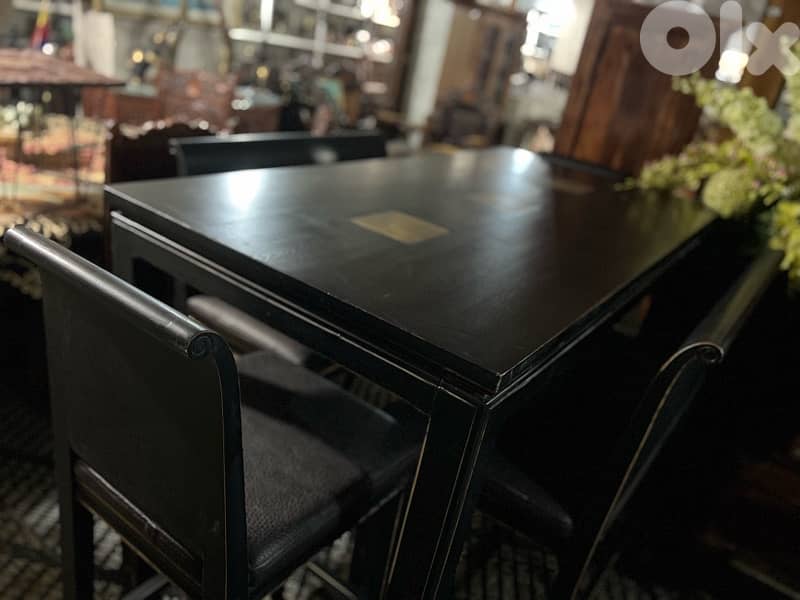 bar dining table with 2 chairs and 2 bench solid wood 9