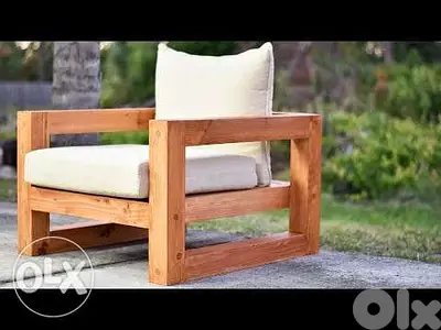 Outdoor sofa thick wood صوفا مفرد خارجي