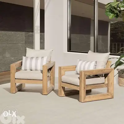 Outdoor handmade wood sofa 7x7 صوفا طقم خارجي