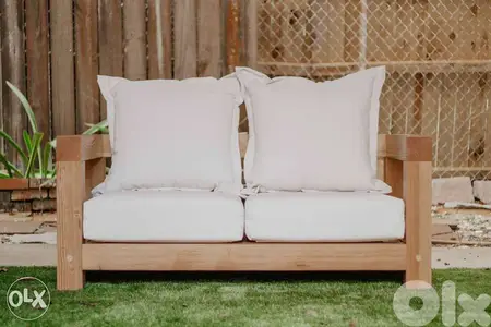 Double seater outdoor sofa صوفا لشخصين خارجي خشب سميك
