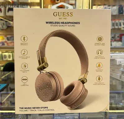 Guess Wireless Headphones leather with metal logo brown