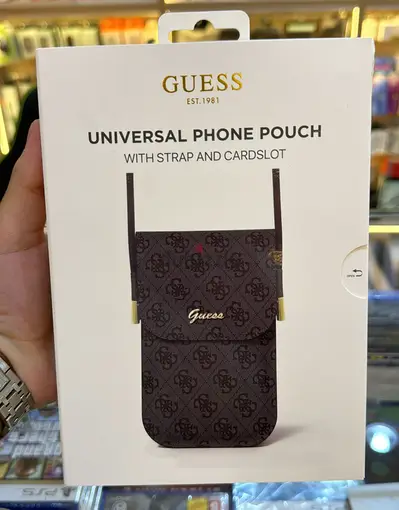 Guess Universal phone pouch with strap and card slot black
